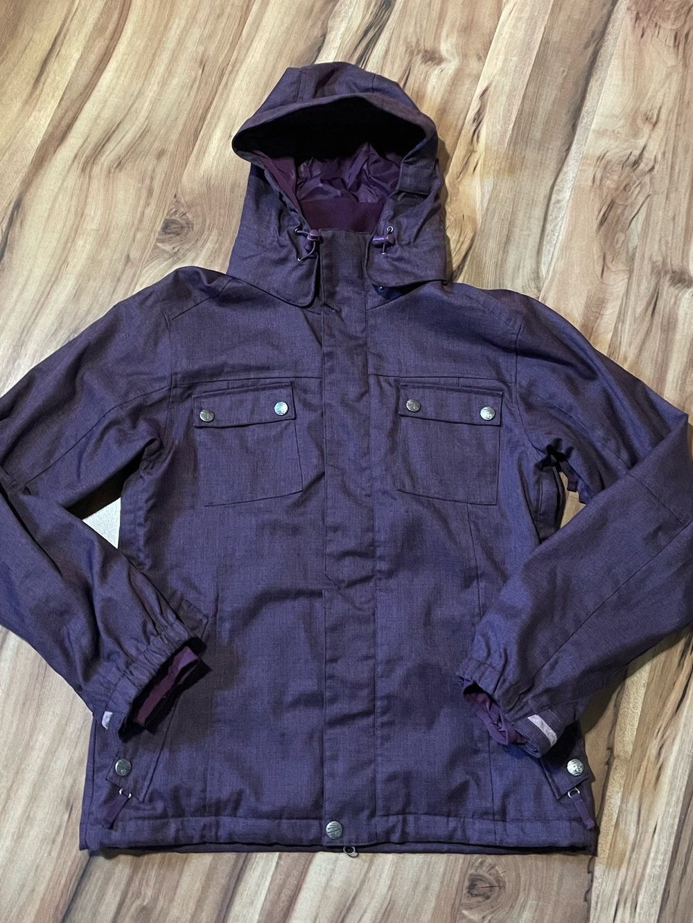 Planet Earth Winter Ski Snowboarding Jacket Hooded Purple Multi-Pocket Sz M